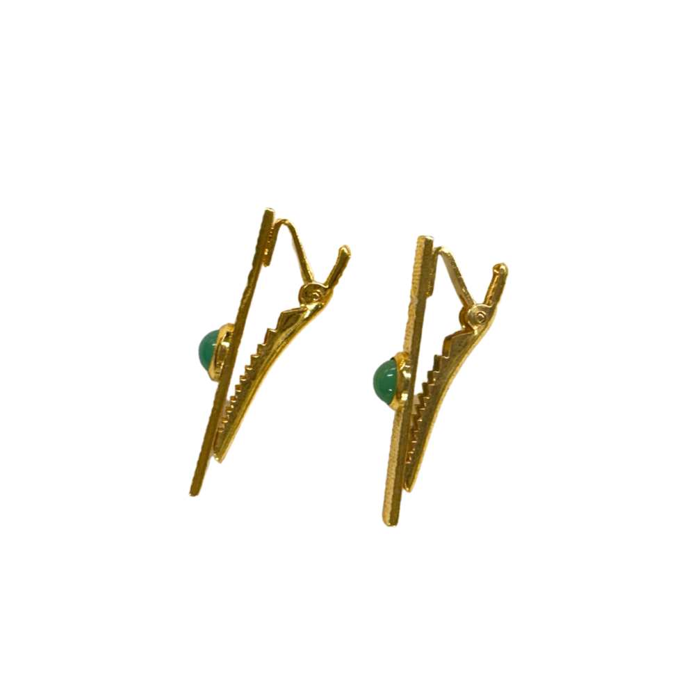 Green Aventurine Tie Clips Pair