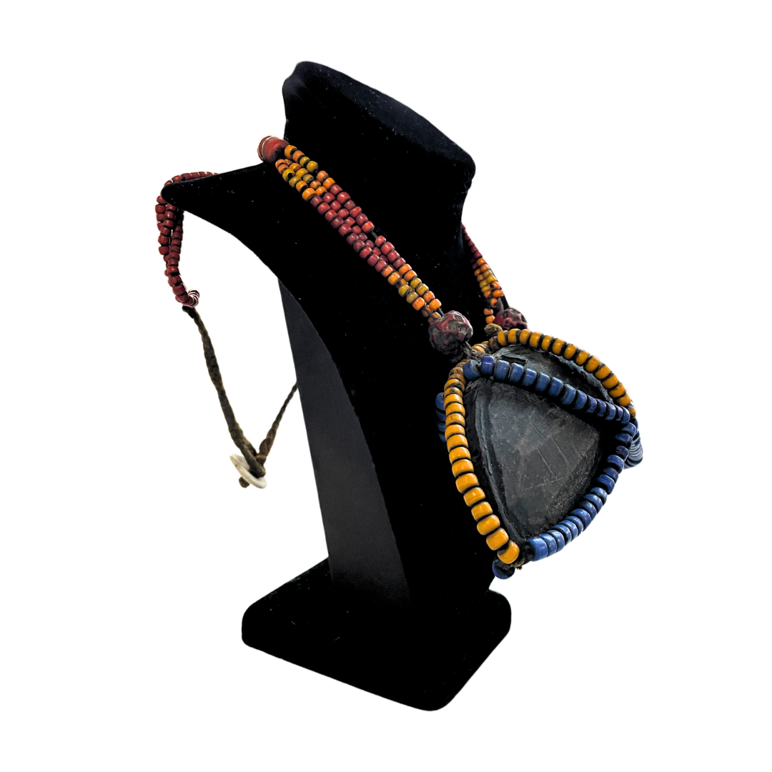 African Warrior Stone and Bead Necklace