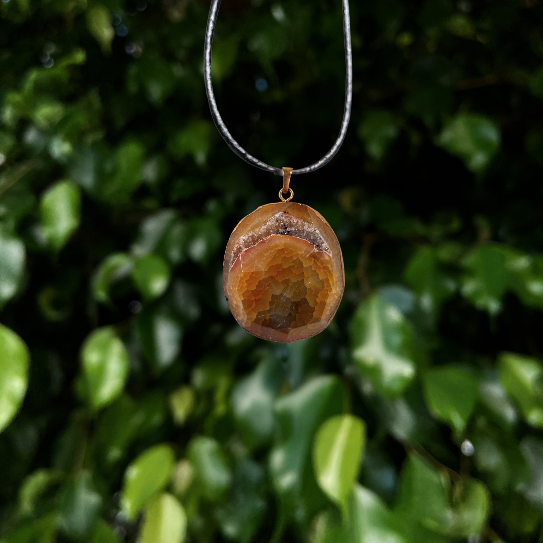 Brown Agate Geode Pendant