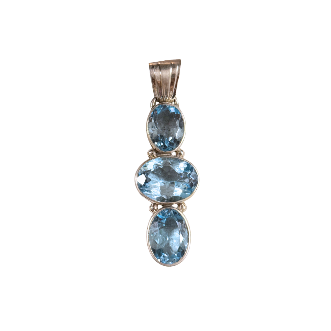 Blue Topaz Triple Drop Pendant