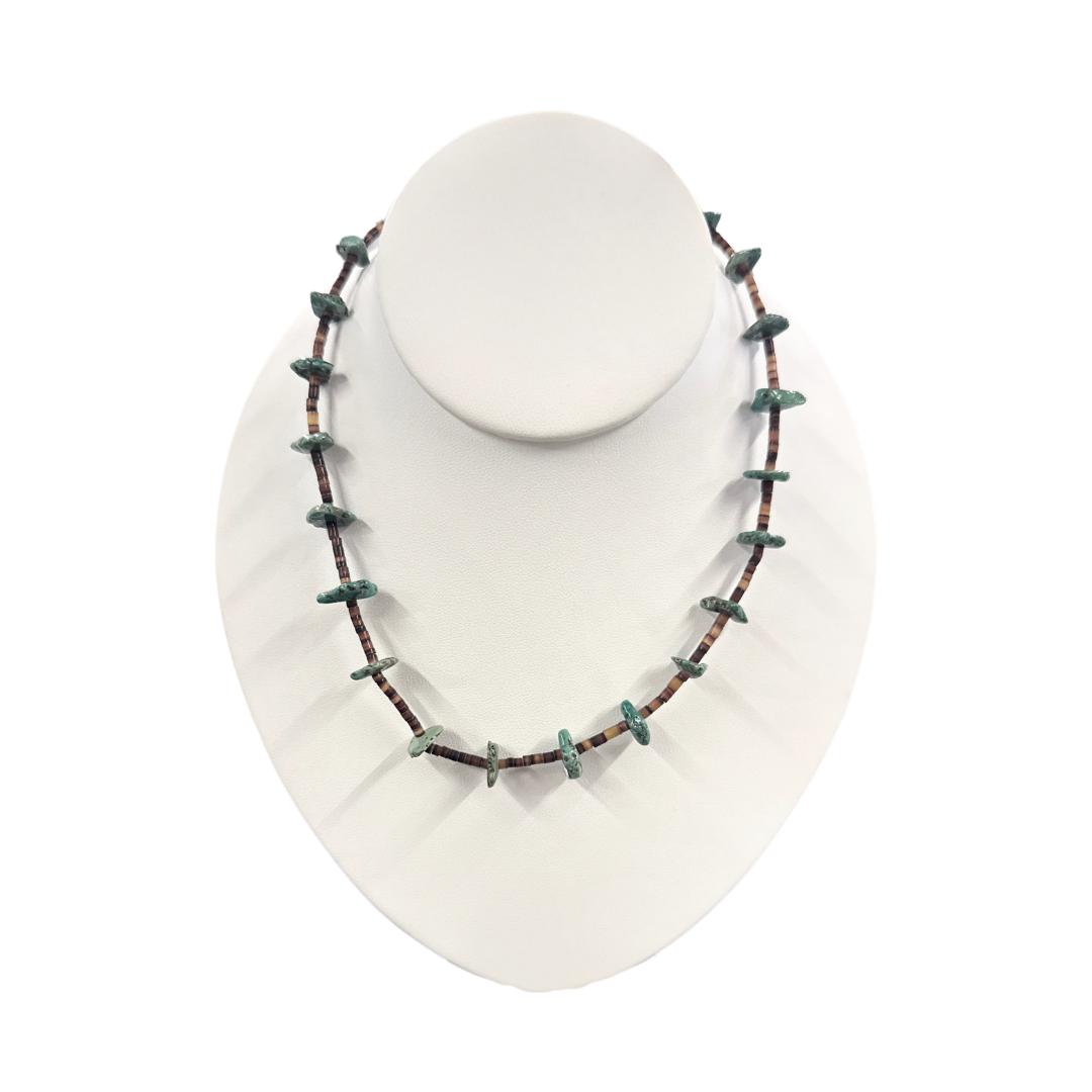 Turquoise Heishi & Chip Bead Necklace