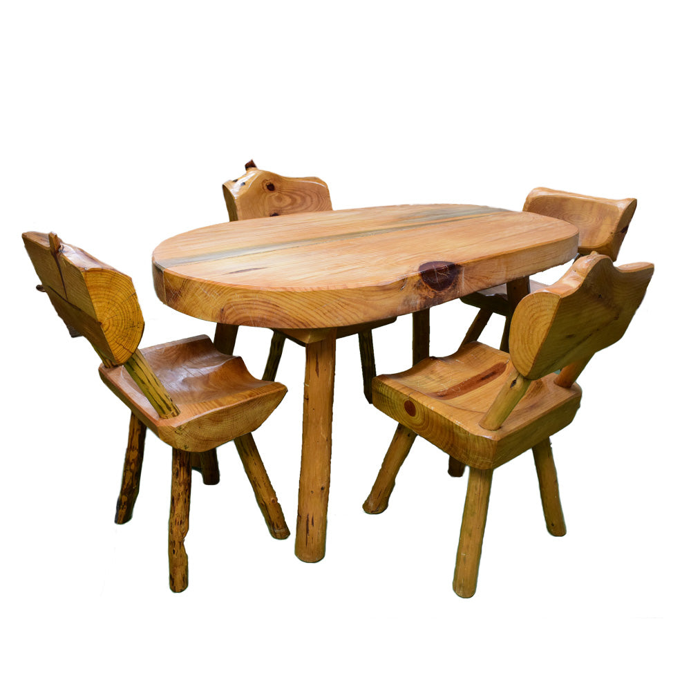 Rustic Wooden Table and Chair Set