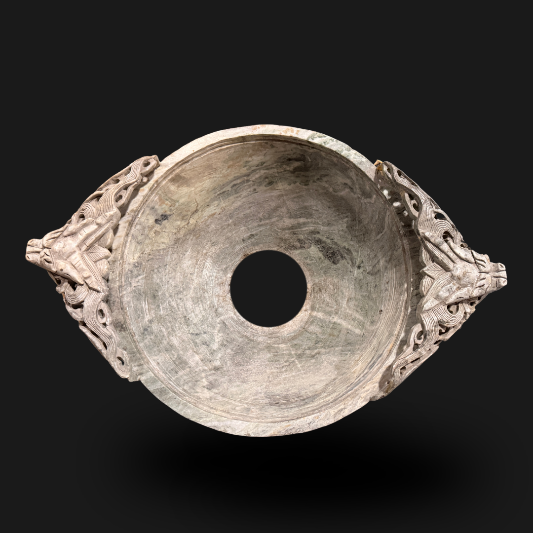Jade Dragon Bowl with Ring Handles