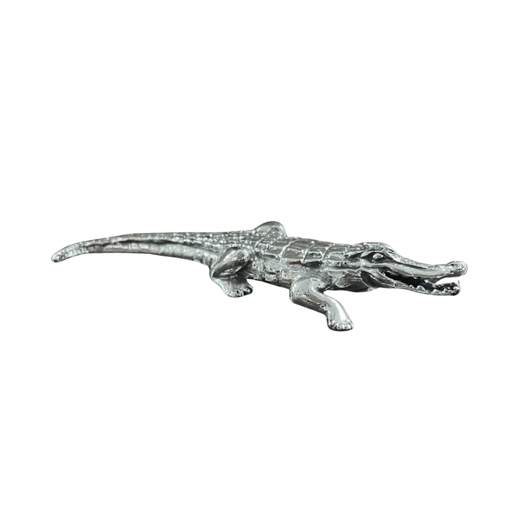 Silver Crocodile Figurine