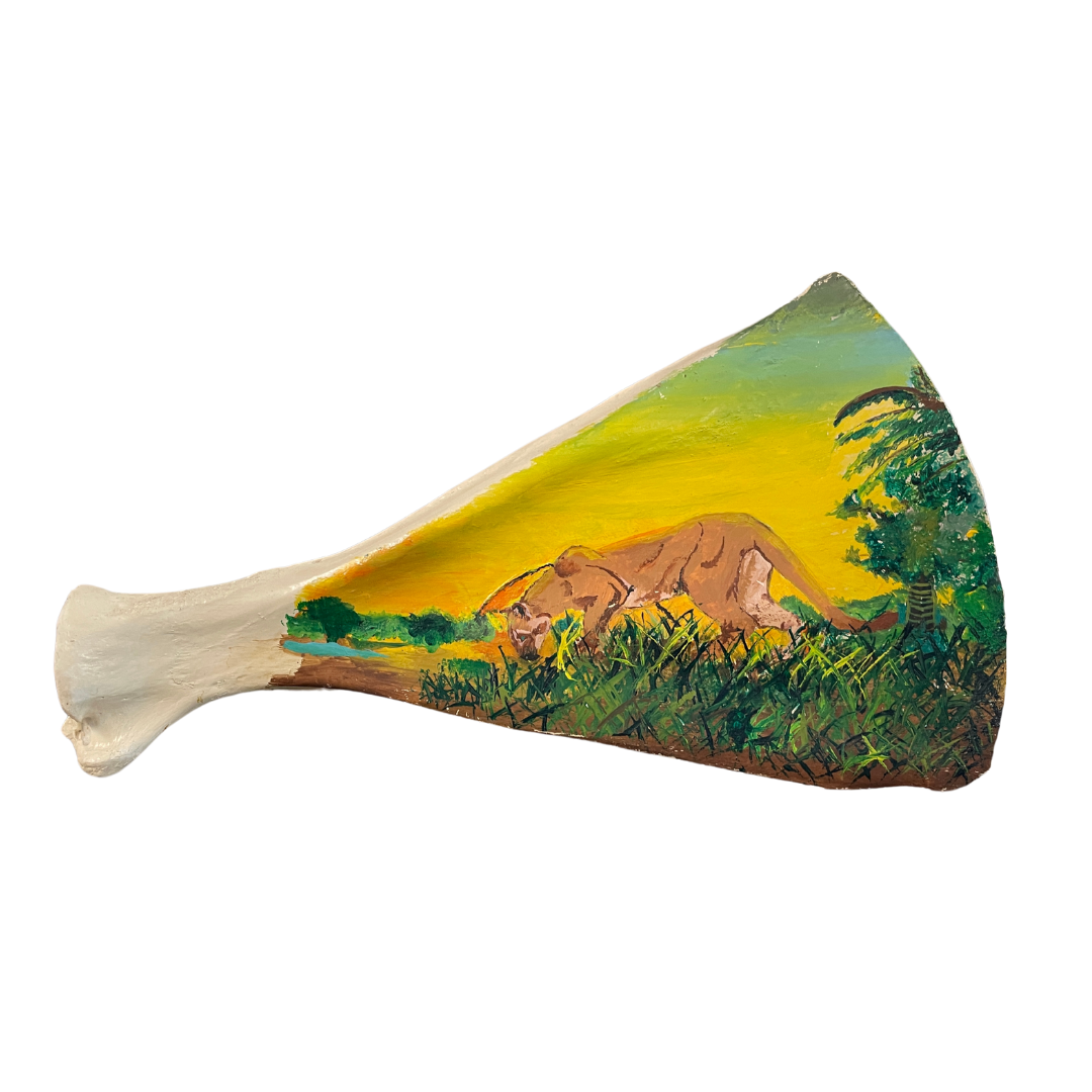 African Sunset Lion Painted Shoulder Blade