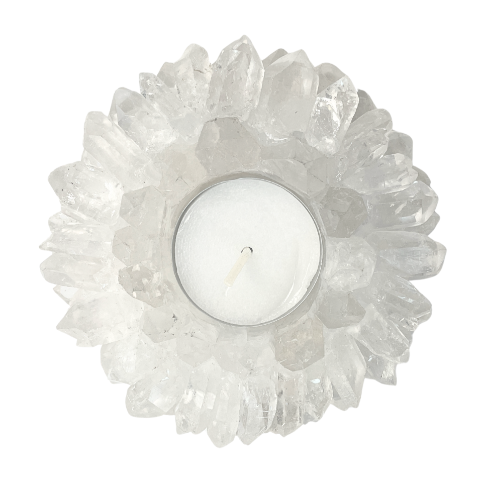 Clear Quartz Candle Holder