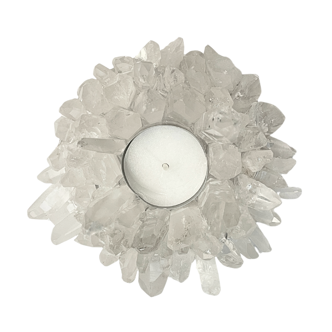 Clear Quartz Candle Holder