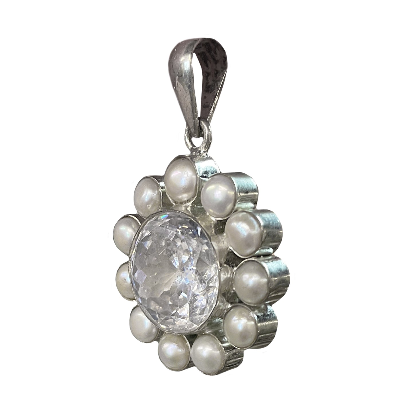 Radiant Pearl and Clear Quartz Pendant