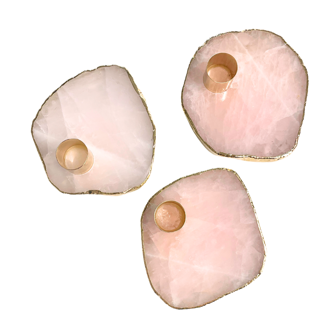 Rose Quartz Candle Holder