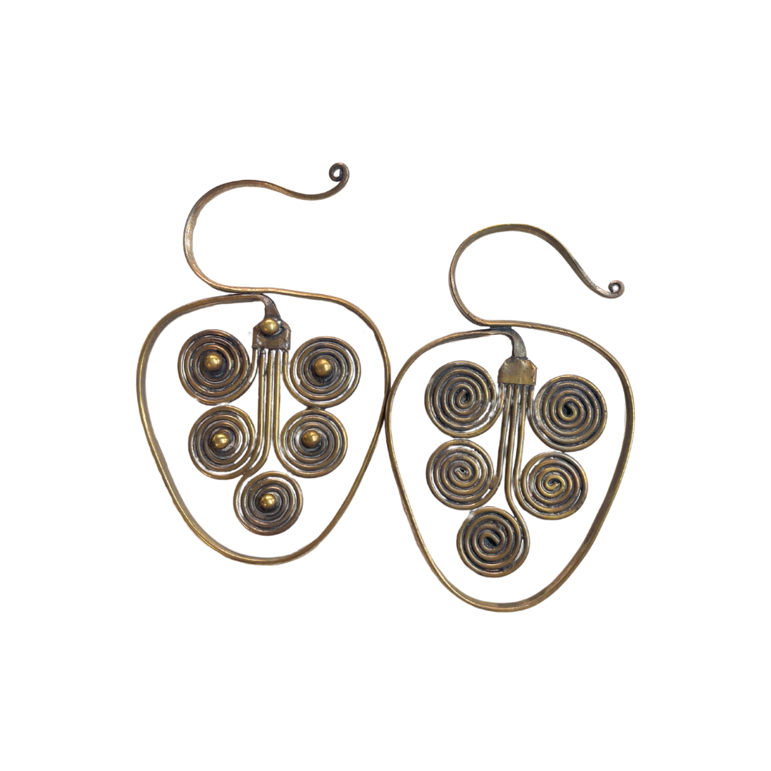Asian Tribal Spiral Earrings
