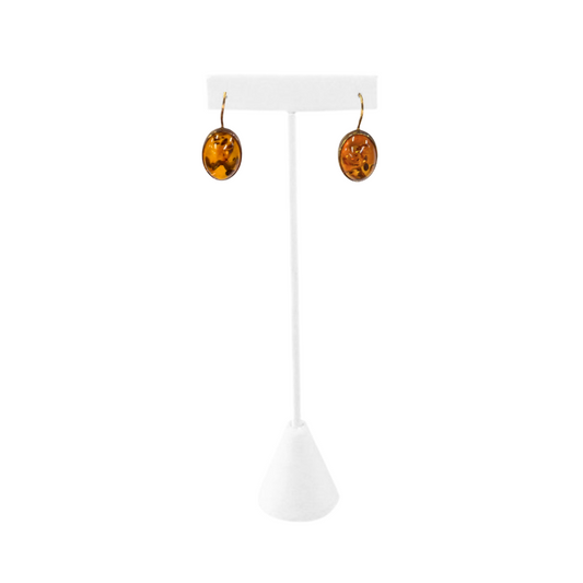 Oval Amber Drop Earrings