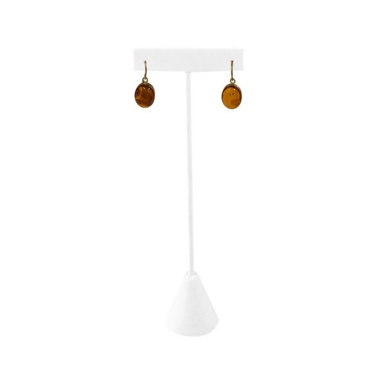 Minimalist Oval Amber Drop Earrings