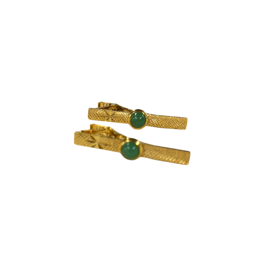 Green Aventurine Tie Clips Pair