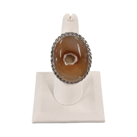 Brown Druzy Agate Ring