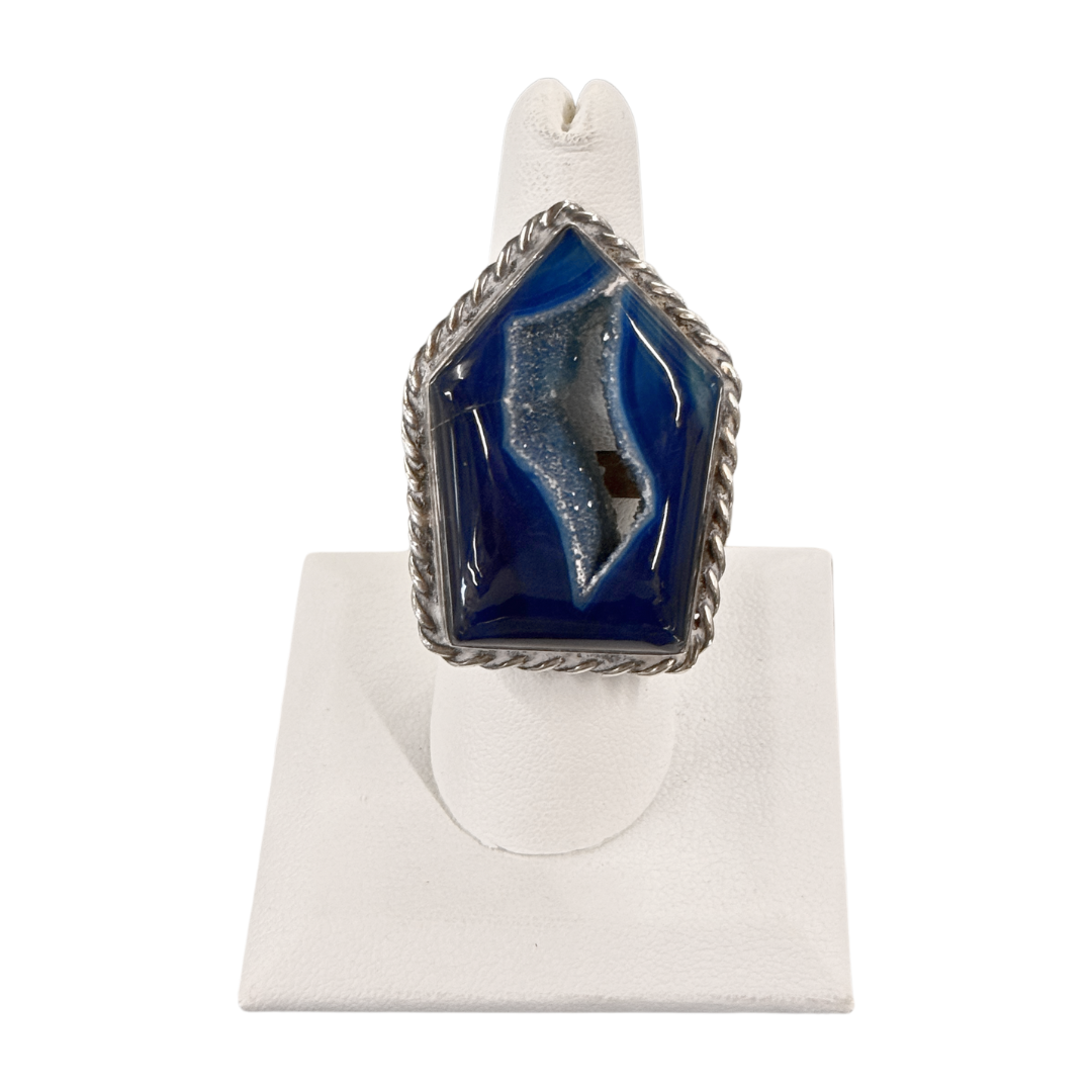 Blue Druzy Agate Ring