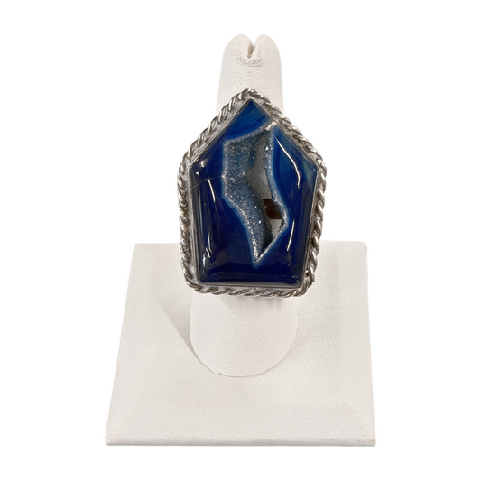 Blue Druzy Agate Ring