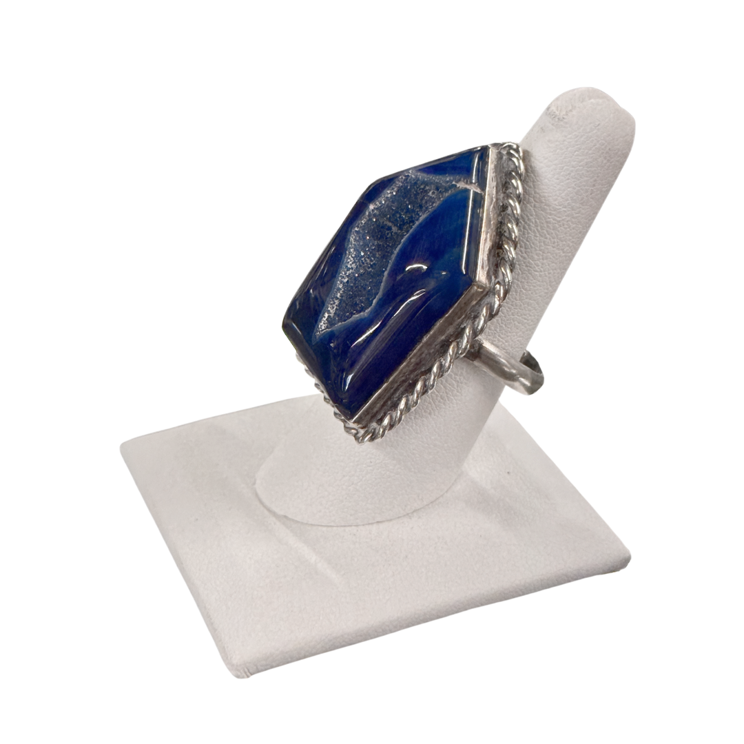 Blue Druzy Agate Ring