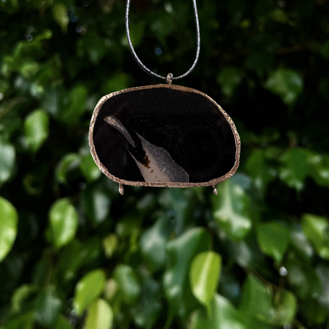 Black Agate Slice Pendant