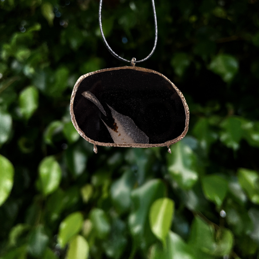 Black Agate Slice Pendant