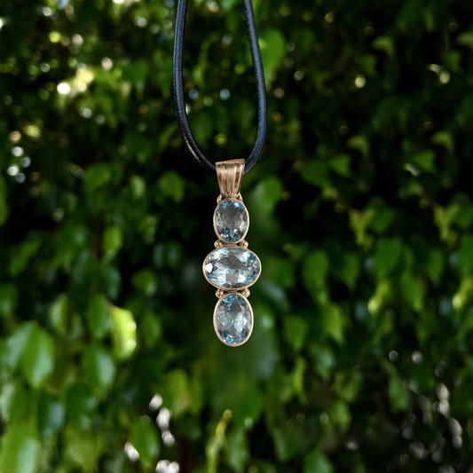 Blue Topaz Triple Drop Pendant