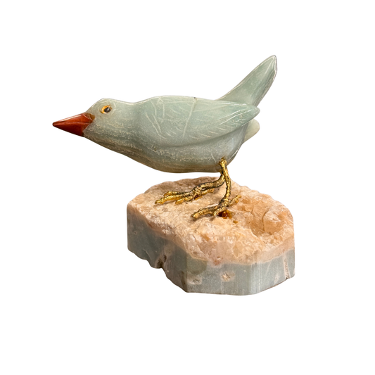 Onyx Bird on Natural Stone Base