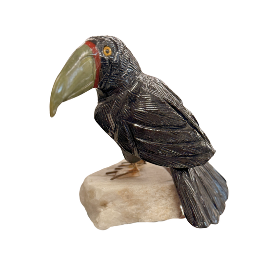 Onyx Toucan Carving with Calcite Beak