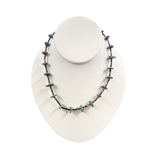 Turquoise Heishi & Chip Bead Necklace