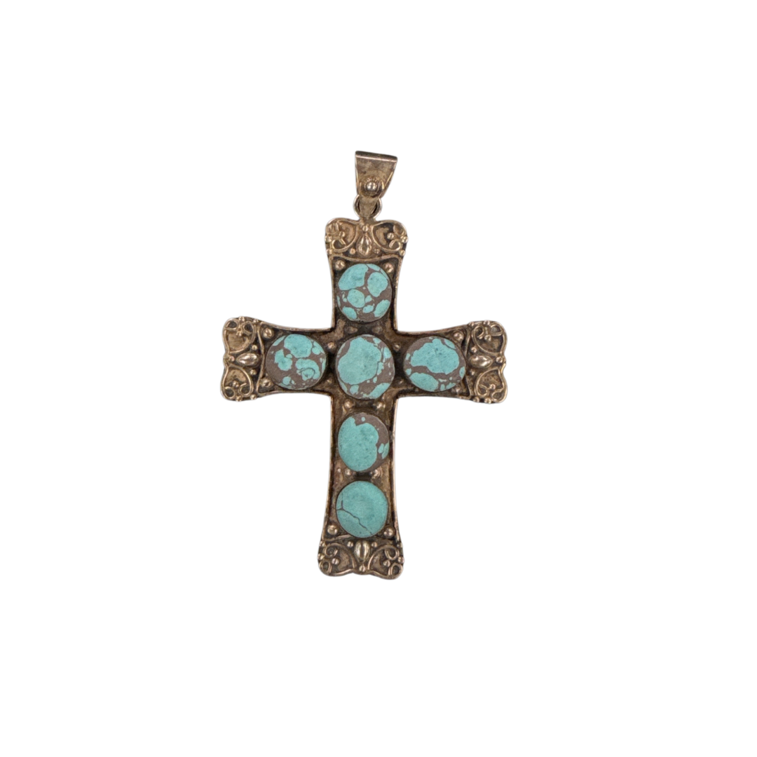 Vintage Turquoise Cross Pendant