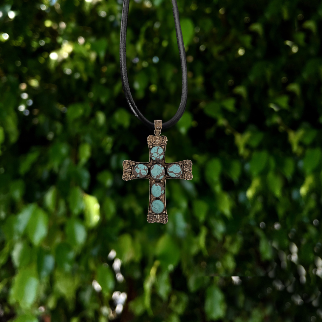 Vintage Turquoise Cross Pendant