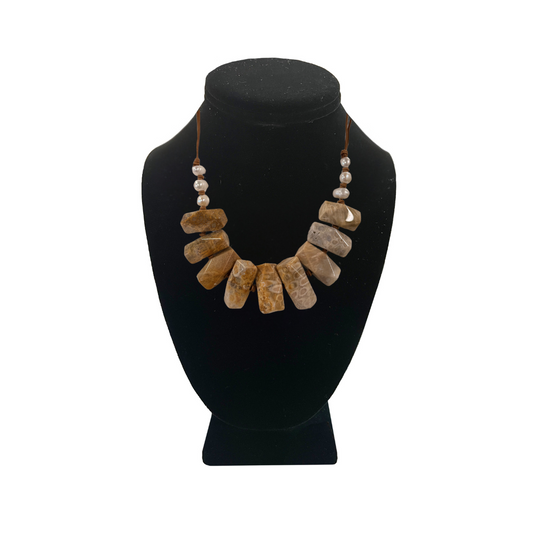 Fossil Coral Necklace with Petoskey Stone