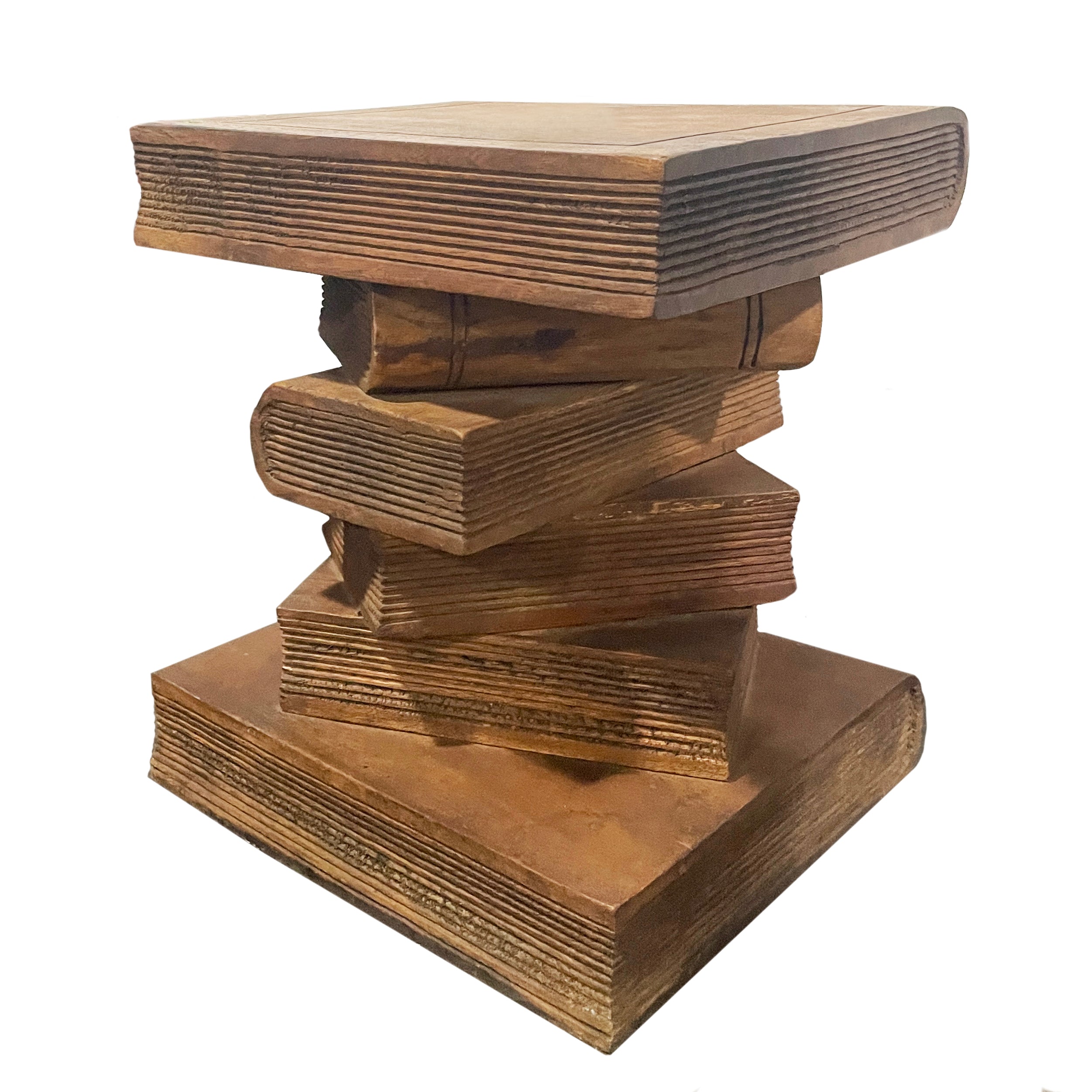 Handcrafted Wooden Book Stack Table | Unique Literary Design – Art By God