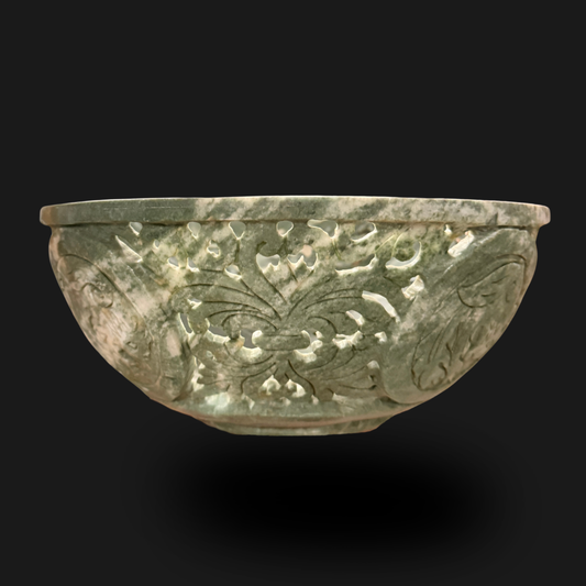 Carved Green Jade Bowl