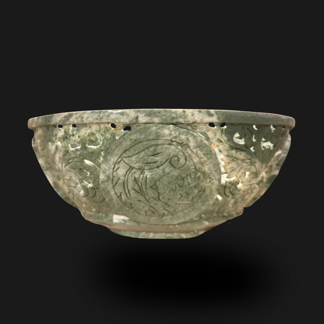 Carved Green Jade Bowl