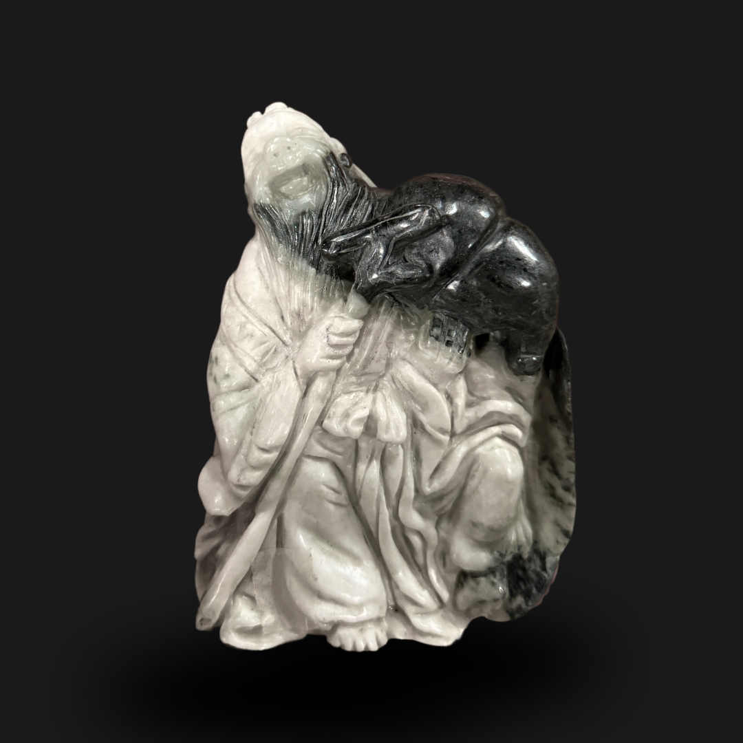 White Jade Shou Statue