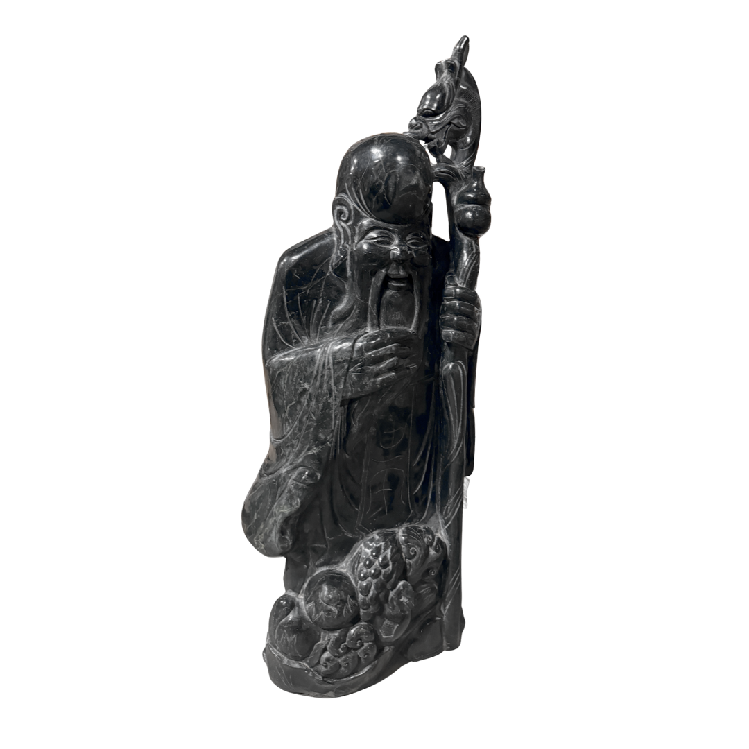 Black Jade Longevity Sage Statue