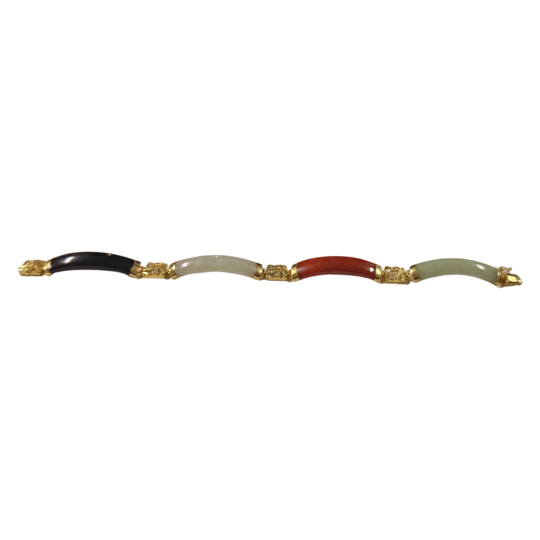 Jade, Onyx & Red Jasper Bracelet