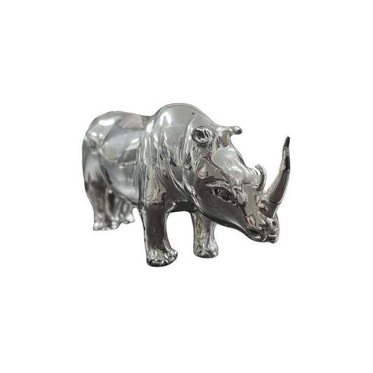 Silver Rhino Figurine