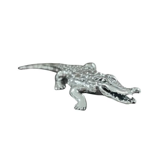 Silver Crocodile Figurine