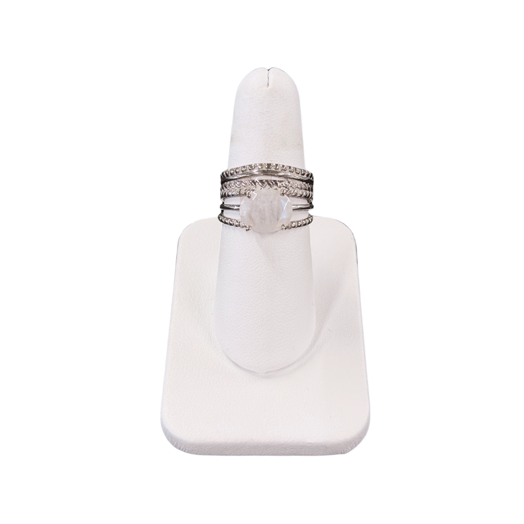 Round Moonstone Band Ring