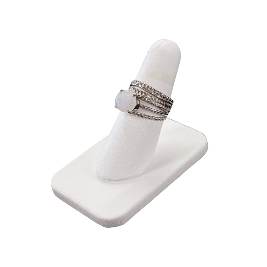 Round Moonstone Band Ring