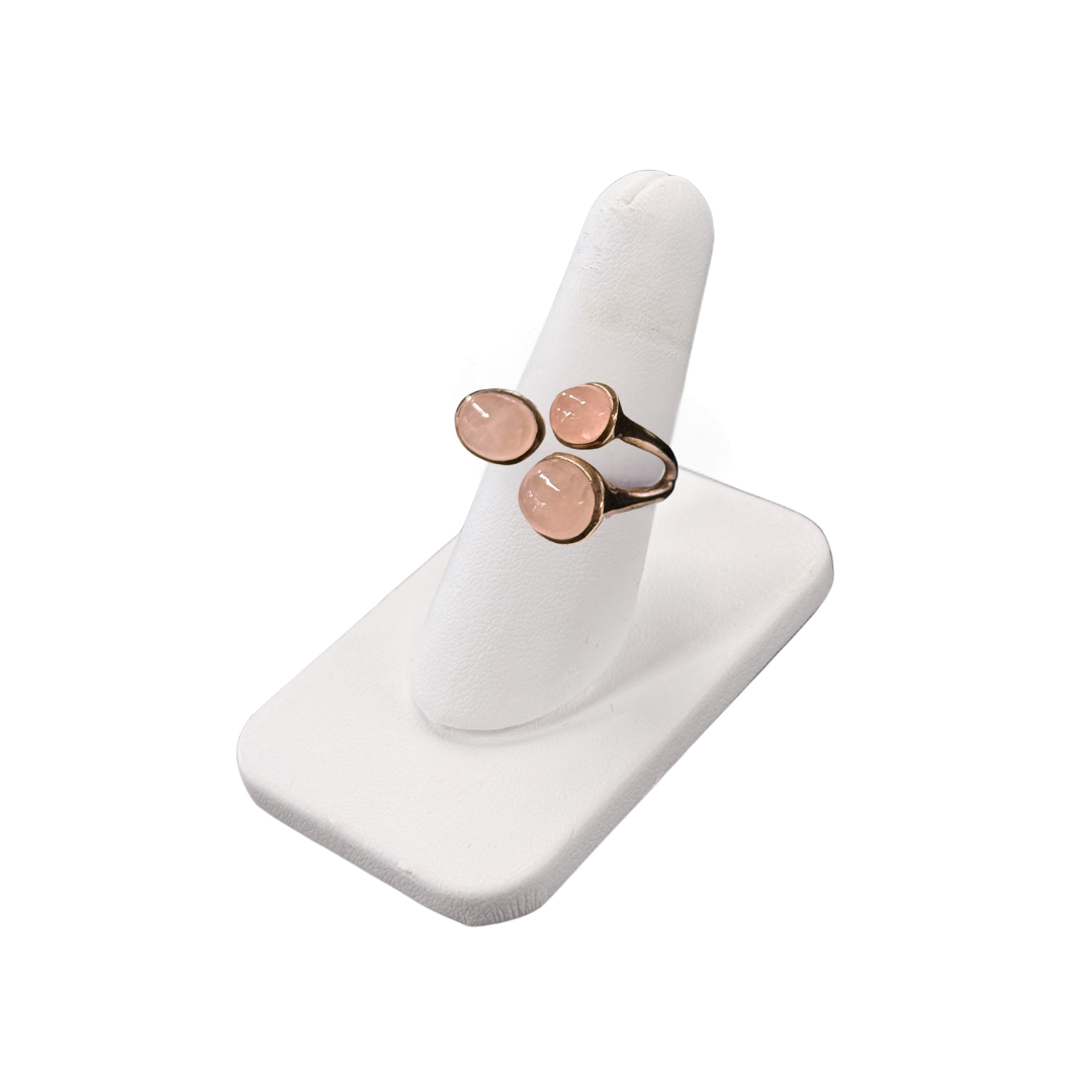 Rose Quartz Triple Stone Ring