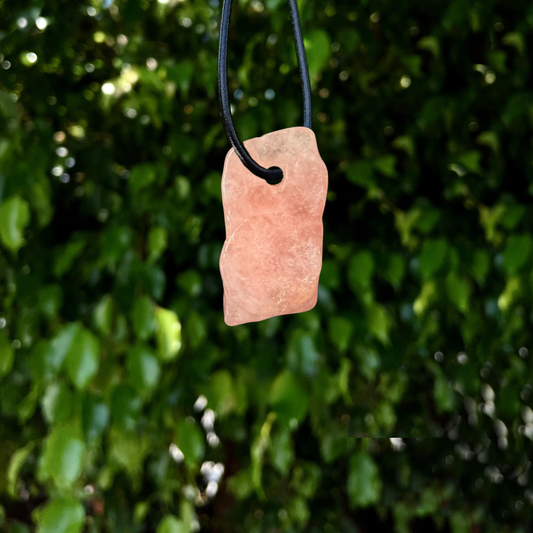 Raw Rose Quartz Slab Pendant