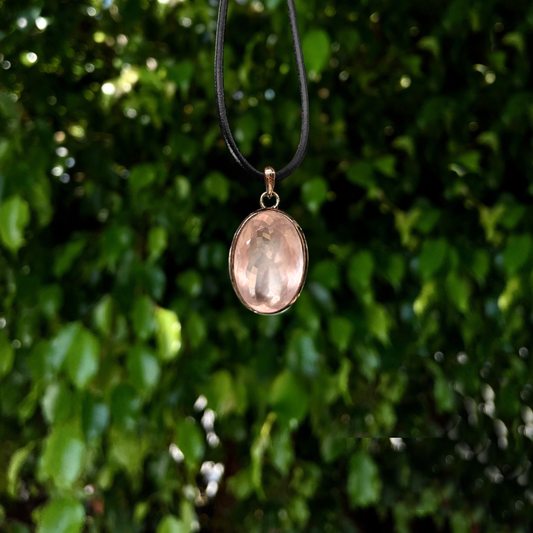 Faceted Rose Quartz Oval Pendant