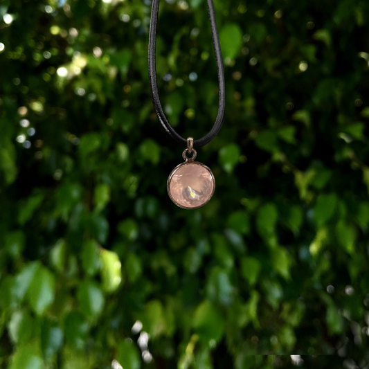 Faceted Rose Quartz Round Pendant