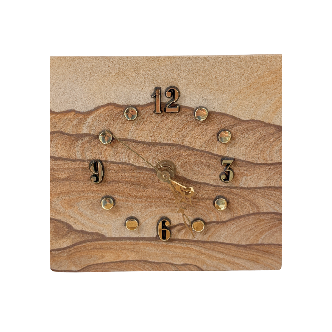 Sunstone Desk Clock – Natural Stone Square Clock – Art By God