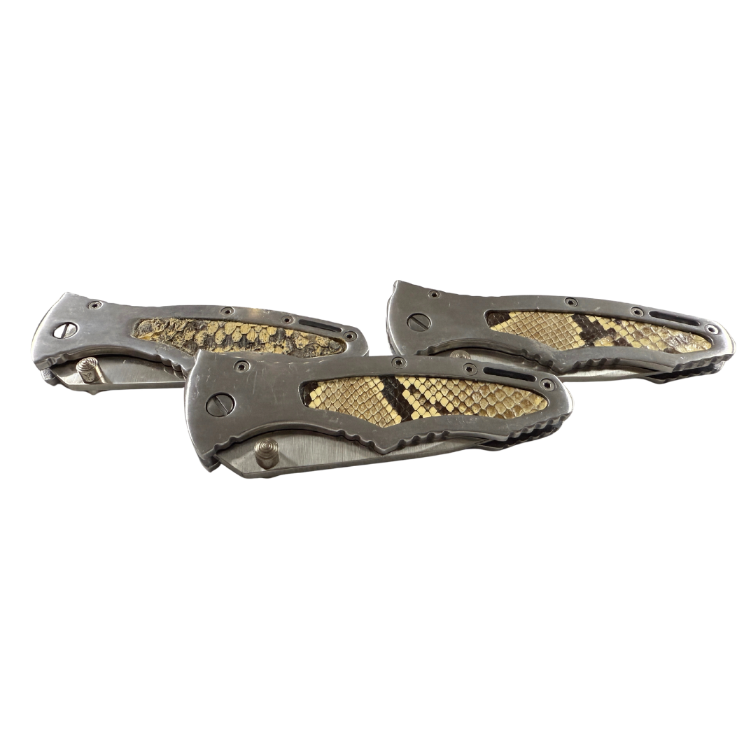Python Army Knife Folding Knife with Python Skin Handle β Exotic & Collectible Blade ...