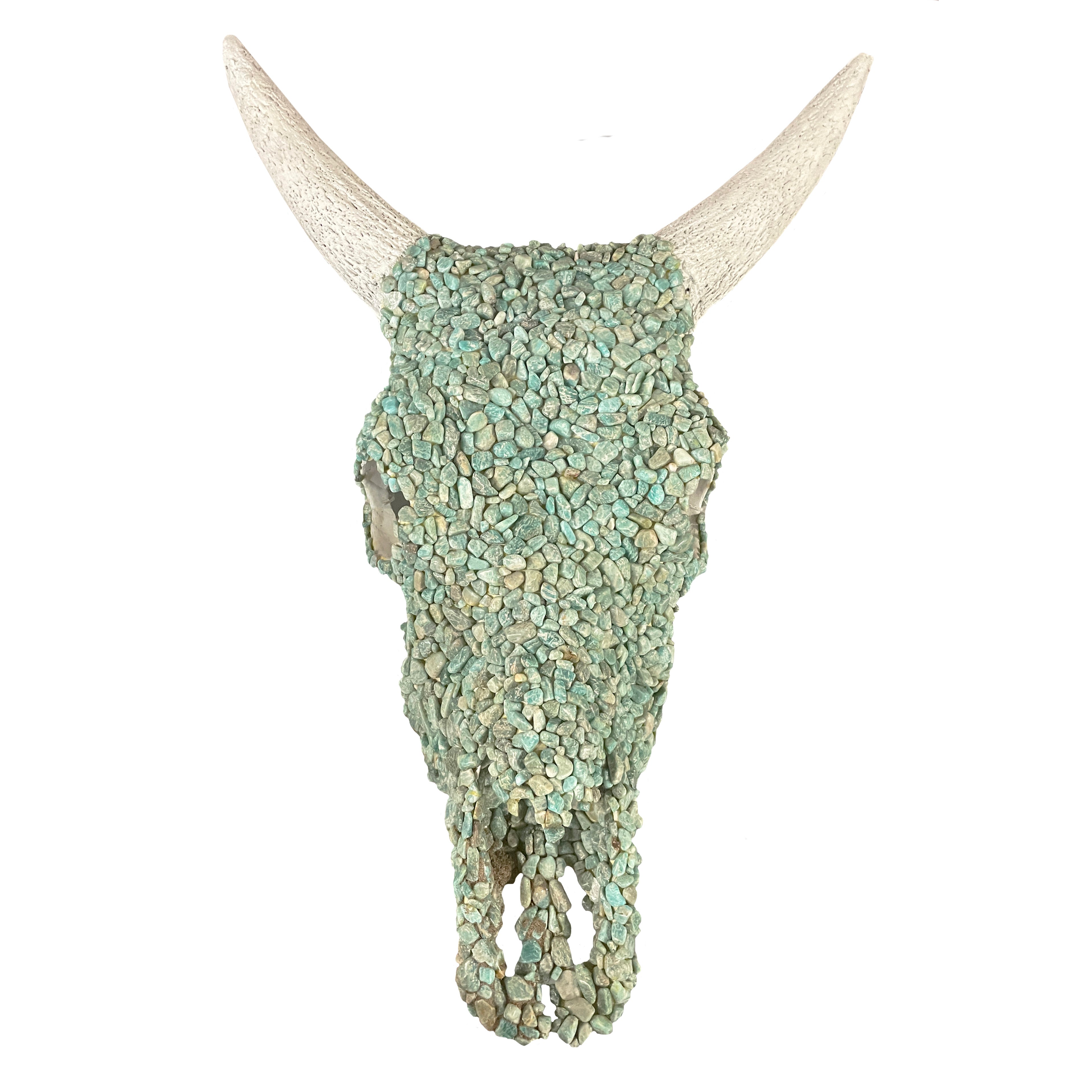 Skeleton Turqoise Unique Turquoise-Encrusted Bull Skull | Artistic Home Décor – Art By God