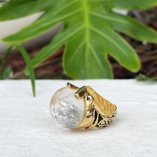 Clear Quartz Orbit Ring