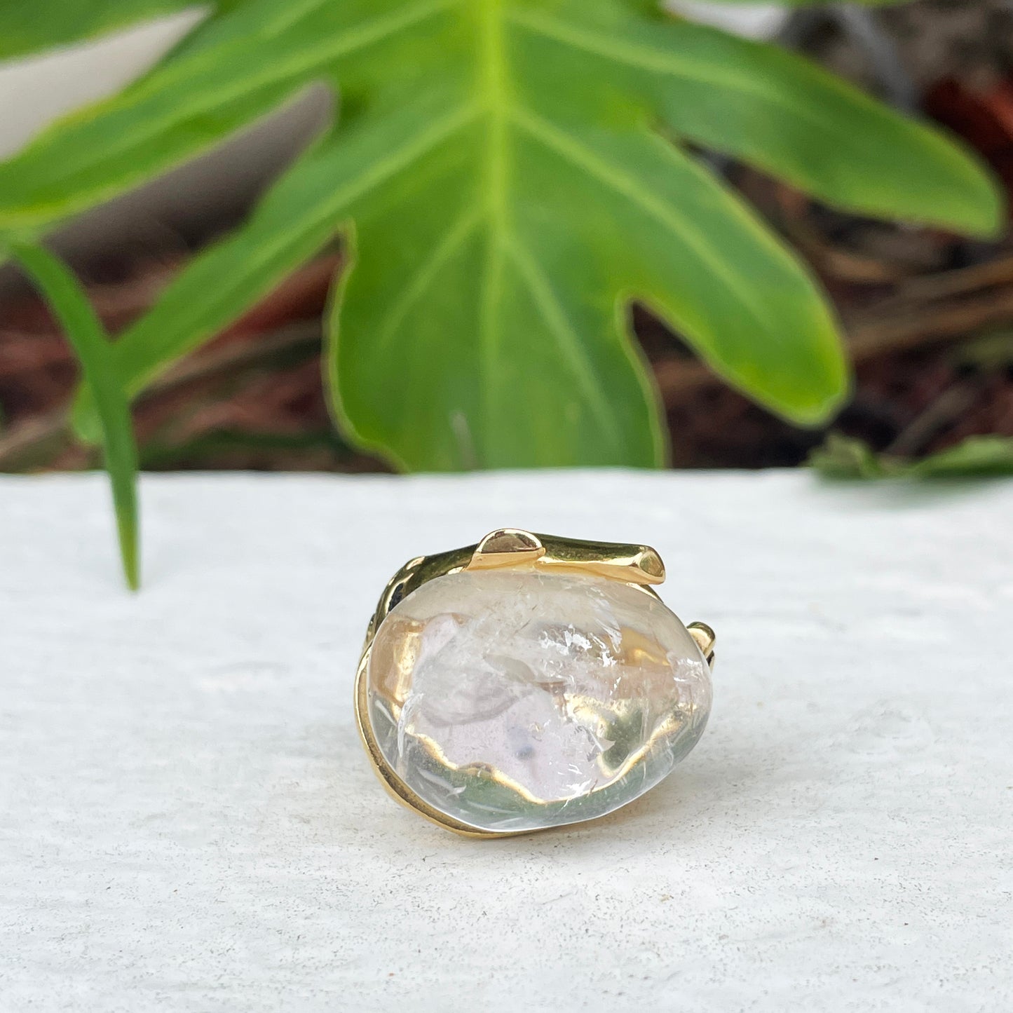 Clear Quartz Orbit Ring