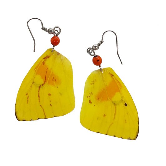 Yellow Butterfly Wing Earrings